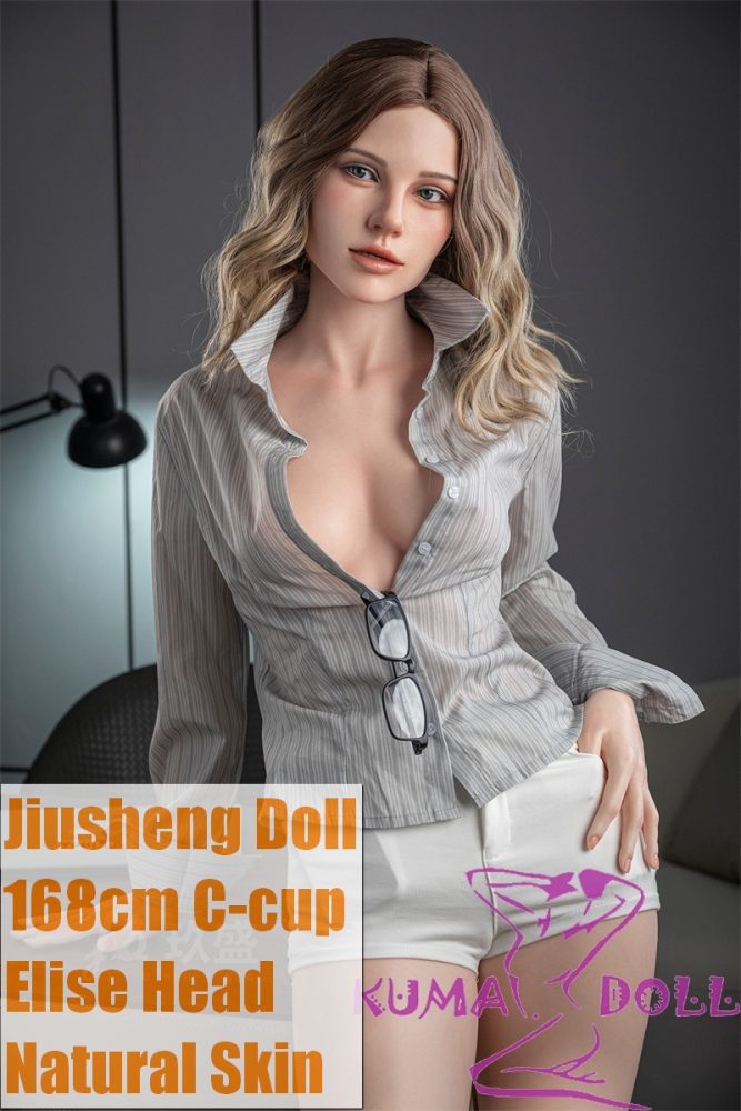 168cm C-Cup Jiusheng Doll Elise Head Full Silicone Sex Doll in Gray shirt