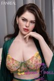 FANREAL 155cm/5ft1 F-Cup Gina Head Full Size Lifelike Silicone Sex Doll with Real Skin Texture in Deep Green Robe