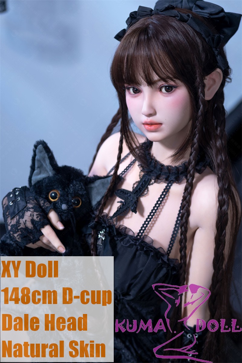 XYDOLL Sex Doll 148cm/4ft9 D-cup Silicone Dale Head Body Selectable Black Lace Dress