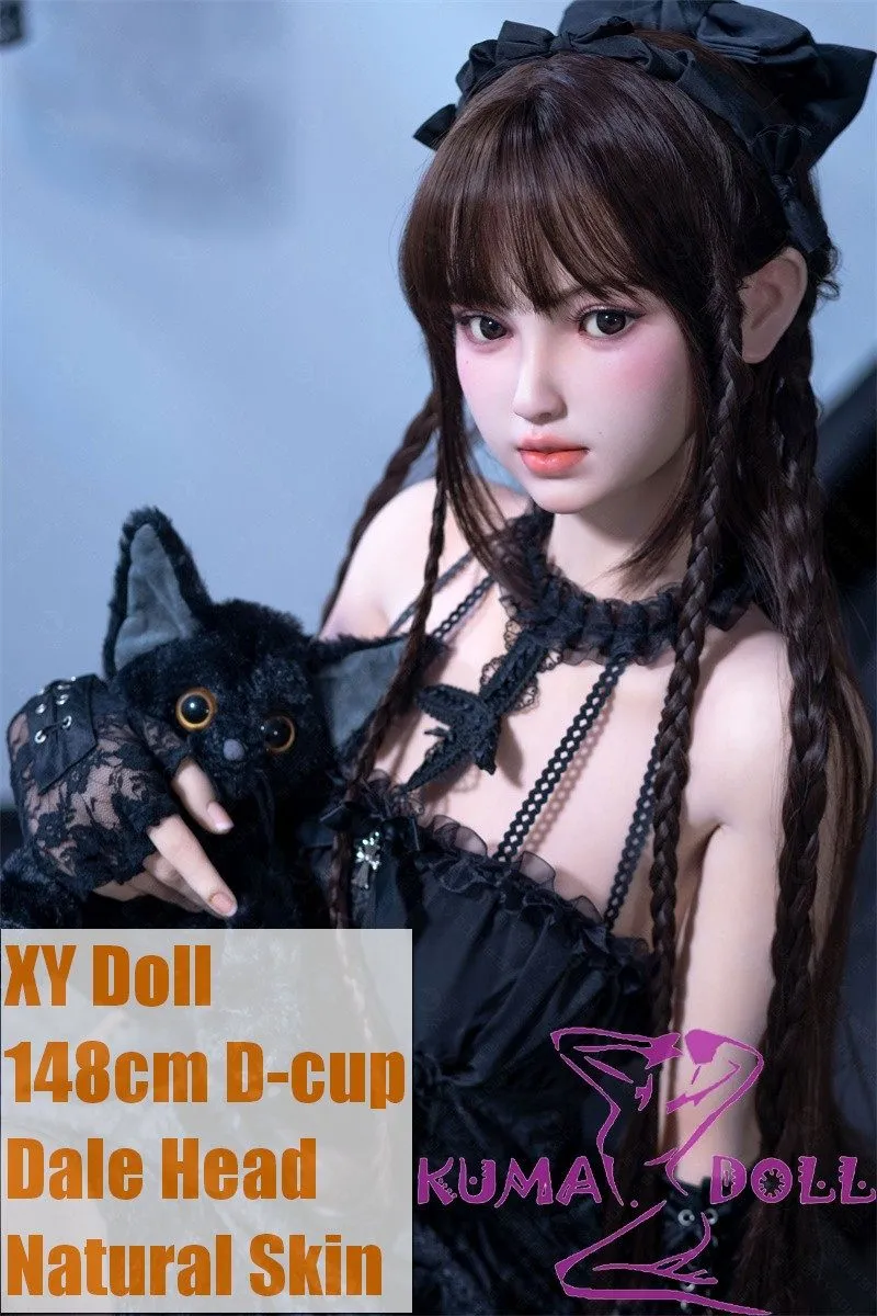 XYDOLL Sex Doll 148cm/4ft9 D-cup Silicone Dale Head Body Selectable Black Lace Dress