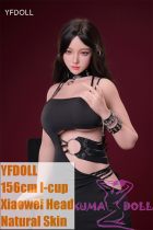 YFDOLL 156cm I-cup Xiaowei Head Real Skin Texture Full Silicion Sex Doll Black Hollow Dress