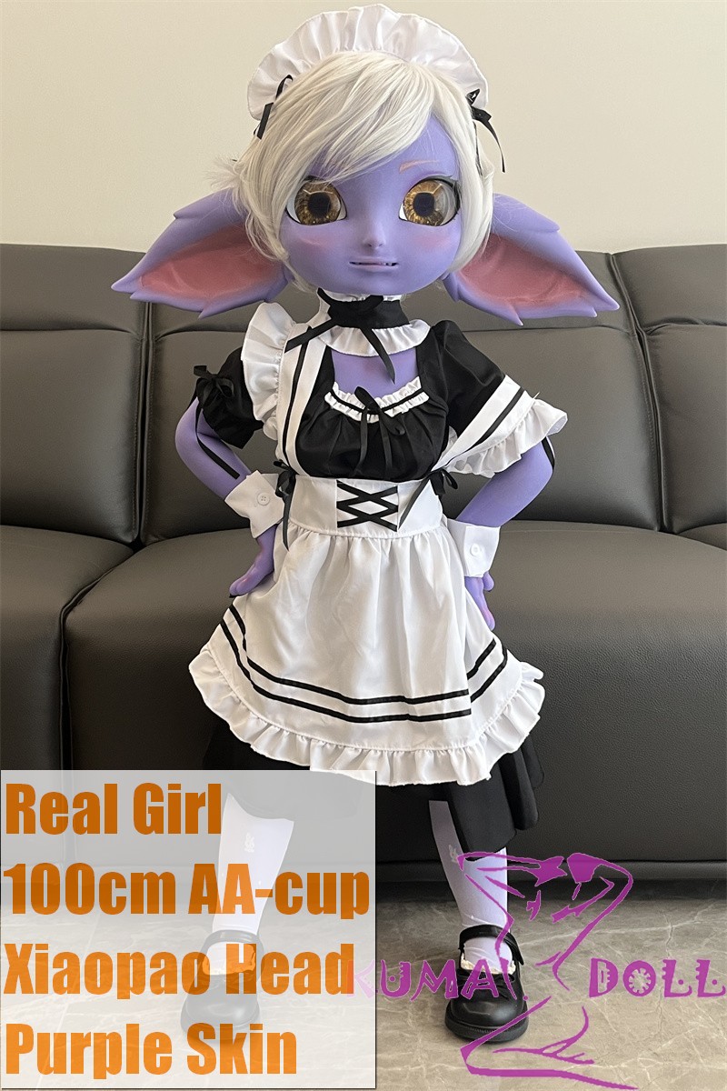 Real Girl 100cm AA-cup Xiaopao Head Full Silicone Doll Cosplay LOL Tristana Maid Outfit