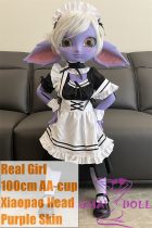 Real Girl 100cm AA-cup Xiaopao Head Full Silicone Doll Cosplay LOL Tristana Maid Outfit