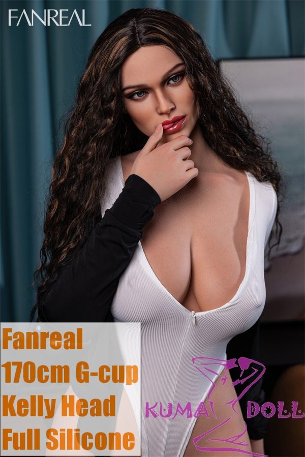 FANREAL 170 cm/5ft6 G-Cup kelly Head Full Size Lifelike Silicone Sex Doll Real Skin Texture White Bodysuit