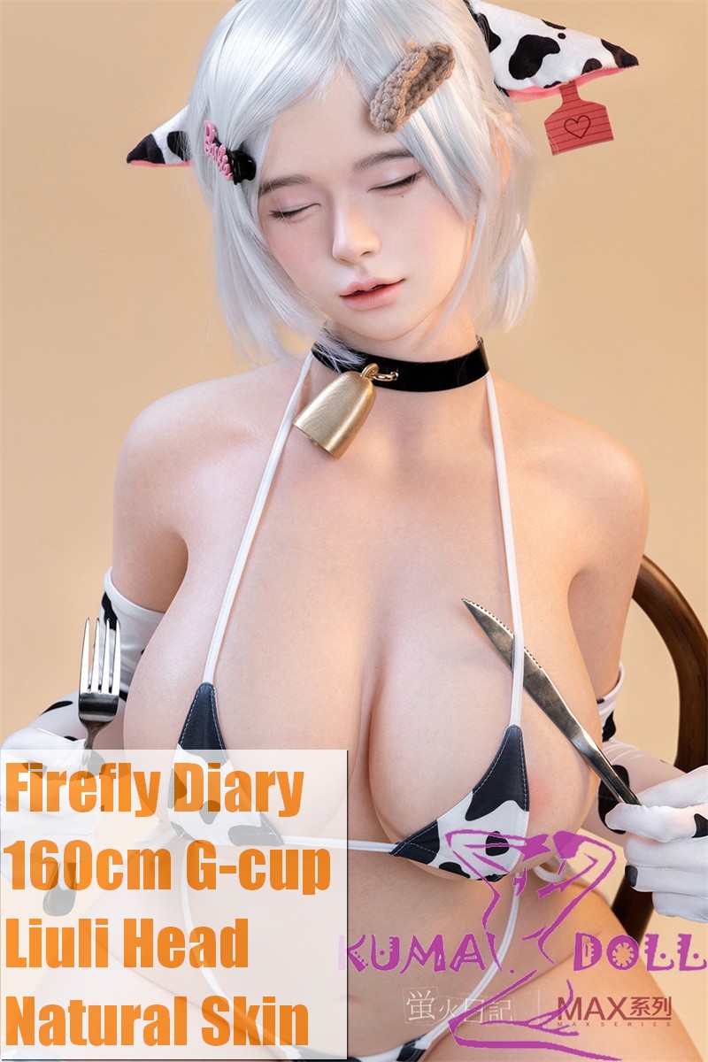 Firefly Diary 160cm G-cup Liuli Head Close Eye Version Full Silicone Sex Doll With Body Make-up in Cow Print Swimsuit
