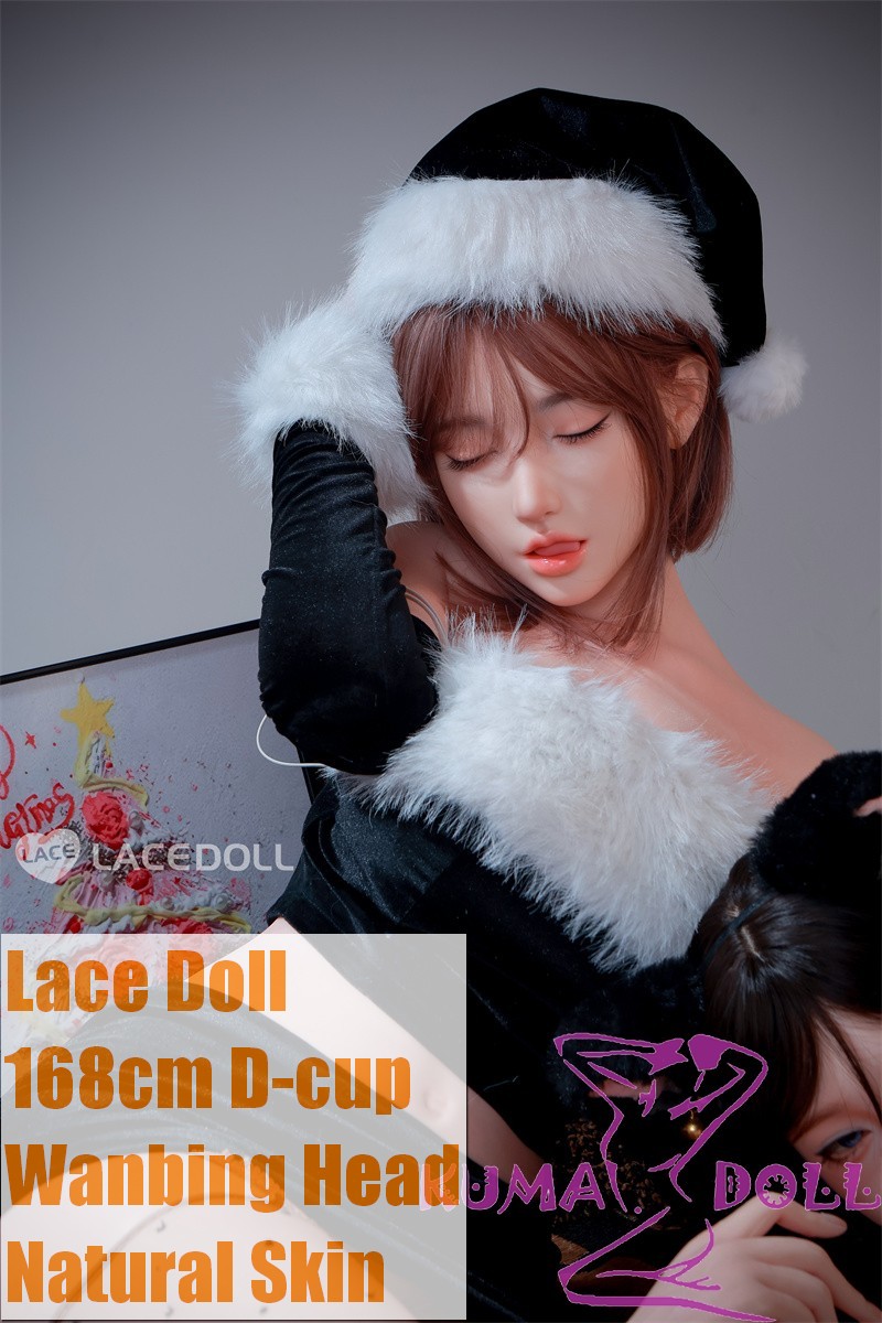 LACE DOLL 168cm D-cup Wanbing Head Close Eye Version Sex Doll Silicone Head Body Material Customizable in Black Christmas outfit