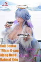 Doll Senior Meng Head 170cm G-cup Full Silicone Sex Doll with Body Make-up in Blue Corset Scene