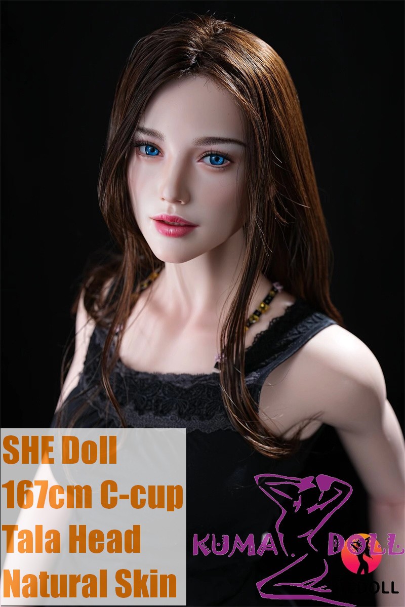 SHEDOLL 167cm C-cup Tala Head Silicone Head Body Material Customizable in Black Dress