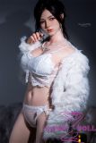 Full silicone doll white fur outfit