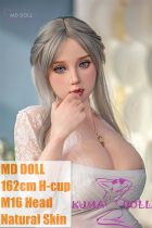 MD DOLL 162cm H-cup M16 Olivia Head Full Silicone Sex Doll White Dress