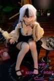Anime sex doll sitting pose black dress