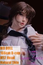 MD DOLL 166cm D-cup M12 Zoey Head Full Silicone Sex Doll Black Skirt