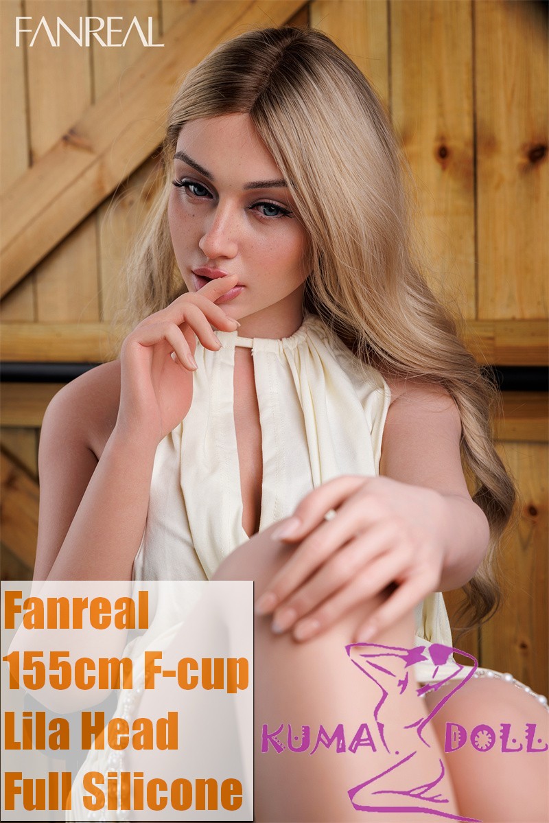 FANREAL 155cm/5ft1 F-Cup Lila Head Full Size Lifelike Silicone Sex Doll with Real Skin Texture White Dress