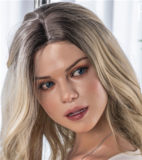FANREAL 155cm/5ft1 F-Cup Mirella Head Full Size Lifelike Silicone Sex Doll with Real Skin Texture Green Silk Robe