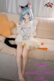 White hoodie anime doll standing
