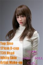 【Artist Makeup 】Top Sino Doll 171cm D-cup T39 Head Artist Makeup Head RRS+ Makeup selectable White Knit Outfit