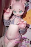 DOLLTA 145cm AA-cup Cat Head Anime Sex Doll Full Silicone Doll in Grey Outfit