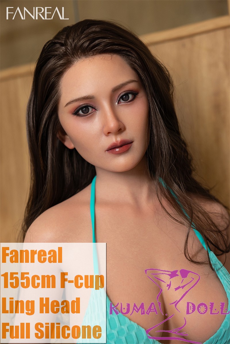 FANREAL 155cm/5ft1 F-Cup Ling Head Full Size Lifelike Silicone Sex Doll with Real Skin Texture Blue Bikini