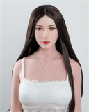 FANREAL 155cm/5ft1 F-Cup Kelly Head Full Size Lifelike Silicone Sex Doll with Real Skin Texture Black Dress
