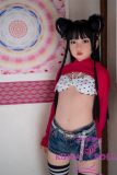 J-cute Doll 133cm AA-cup AGB08 Head Sex Doll Full Silicone Material in Pink Top & Jeans Outfit