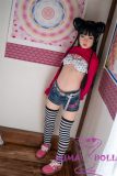 J-cute Doll 133cm AA-cup AGB08 Head Sex Doll Full Silicone Material in Pink Top & Jeans Outfit