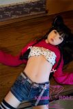 J-cute Doll 133cm AA-cup AGB08 Head Sex Doll Full Silicone Material in Pink Top & Jeans Outfit