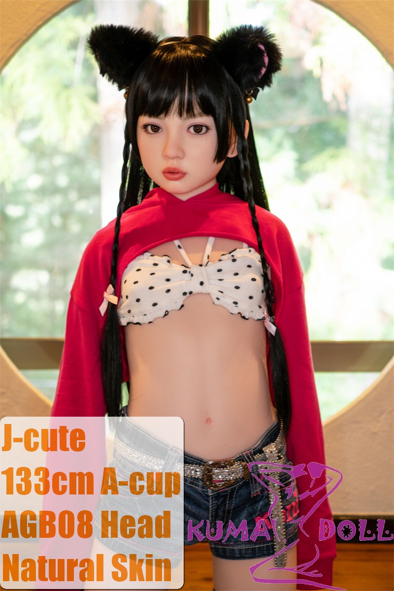 J-cute Doll 133cm AA-cup AGB08 Head Sex Doll Full Silicone Material in Pink Top & Jeans Outfit