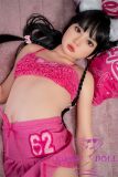 J-cute Doll 133cm AA-cup AGB08 Head Sex Doll Full Silicone Material in Pink Tank Top and Shorts