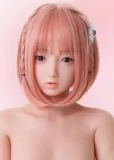 Real Girl 141cm A-Cup Moa Head Full Silicone Doll Adult Love Doll in Pink Strawberry Swimsuit
