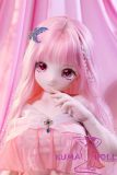 pink hair anime doll close up