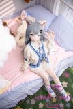 anime doll pink cat ears bed sitting