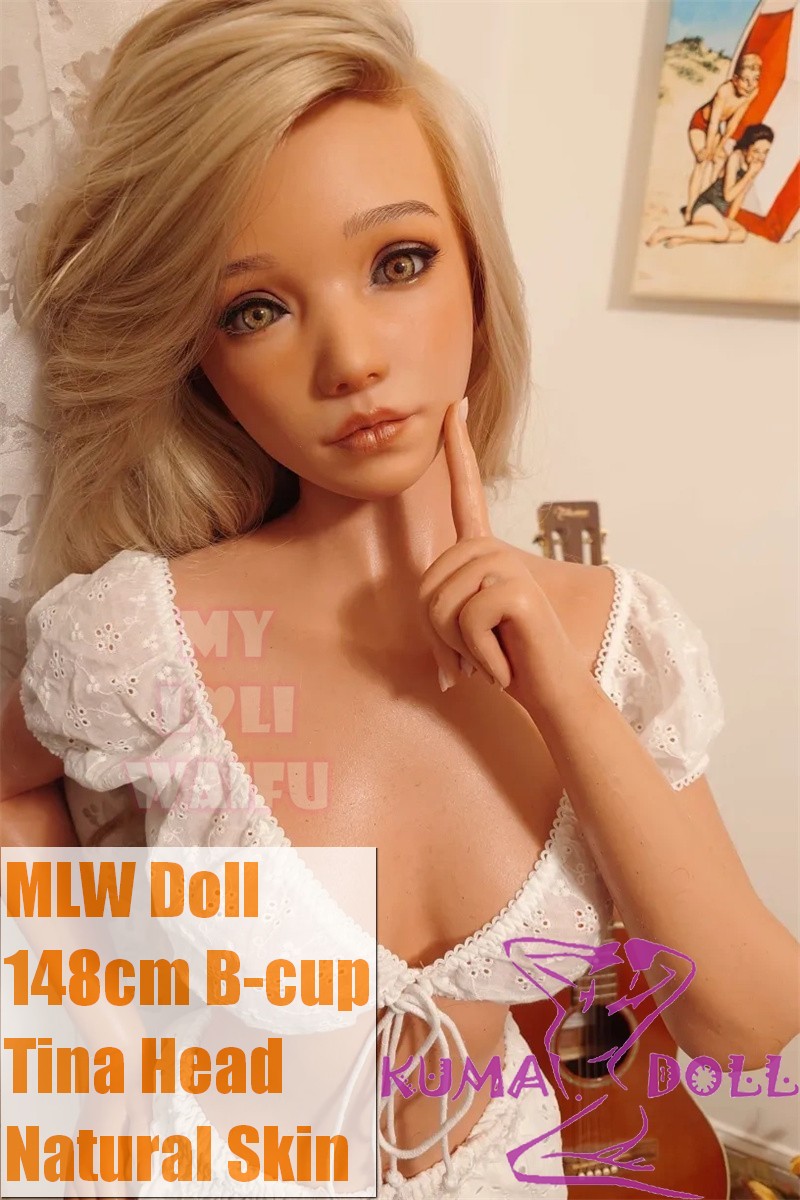 MLW doll Loli Sex Doll 148cm/4ft8 B-cup #75 Tina Soft Silicone Material Head White Dress Sunglasses