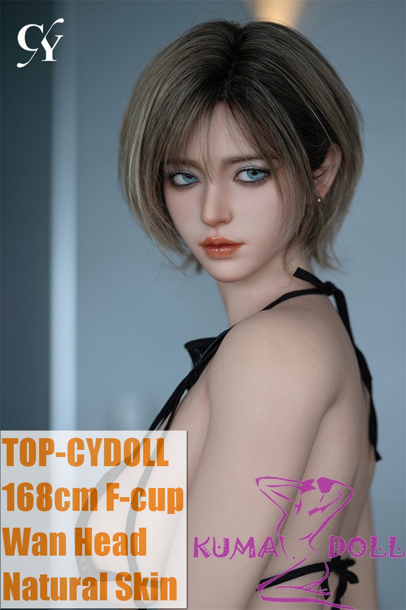 TOP-CYDOLL 168cm F-Cup Wan Head Full Silicone Doll in Black Bodysuit