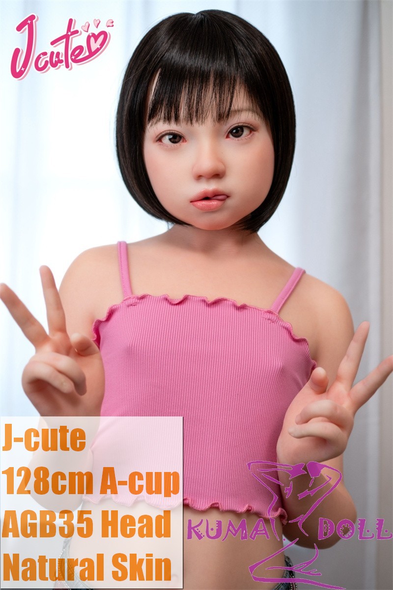 J-cute Doll 128cm A-cup AGB35 Head Sex Doll Full Silicone Material in Pink Outfit
