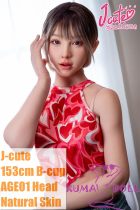 J-cute Doll 153cm B-cup AGE01 Head AIO Full Silicone Love Doll in Red Camisole outfit