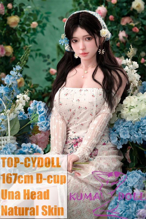 TOP-CYDOLL 167cm D-Cup Una Head Full Silicone Doll in White Floral Dress