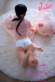 J-cute Doll Full Silicone Love Doll 149cm/4ft9 A-cup with Silicone Head AGD10 in Pink Top Twin Tails