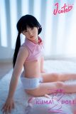 J-cute Doll Full Silicone Love Doll 149cm/4ft9 A-cup with Silicone Head AGD10 in Pink Top Twin Tails