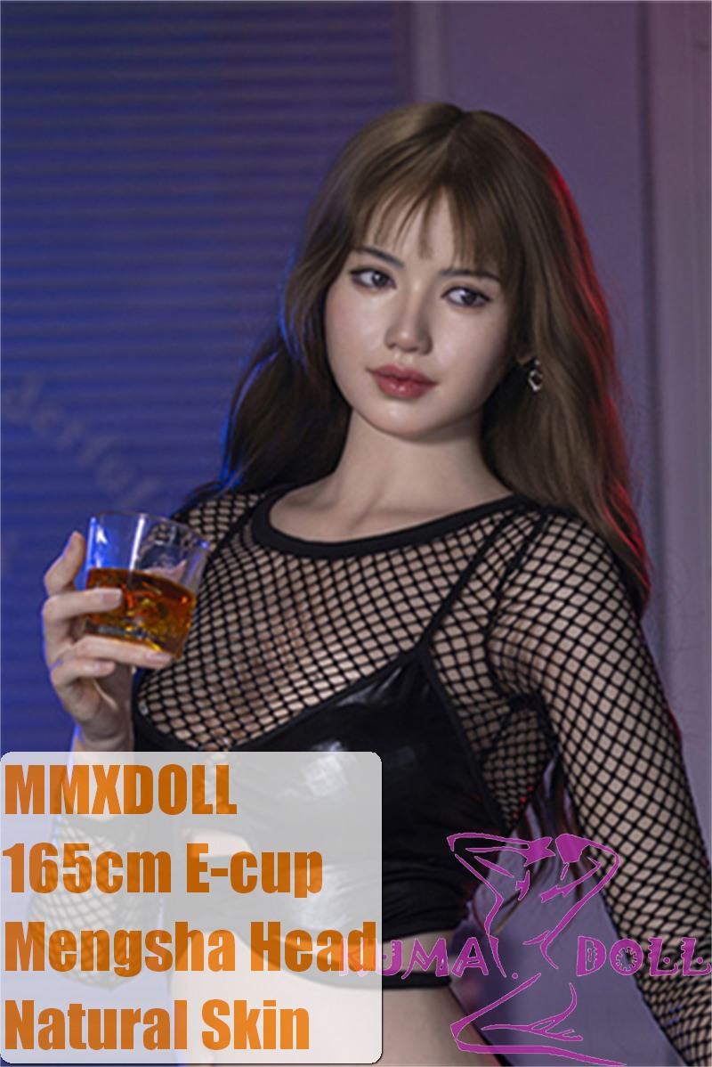 MMXDOLL 165cm E-cup Mengsha Head Full Silicone Sex Doll in Black Shorts and Fishnet Stockings