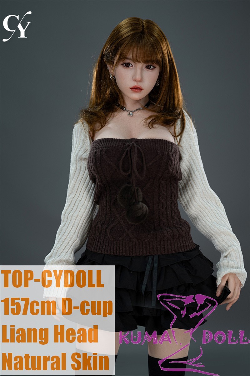TOP-CYDOLL 157cm D-Cup Liang Head Full Silicone Doll in Black White Dress