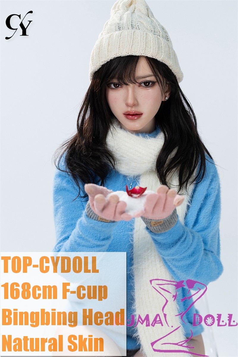 TOP-CYDOLL 168cm F-Cup Bingbing Head Full Silicone Doll in Blue Sweater