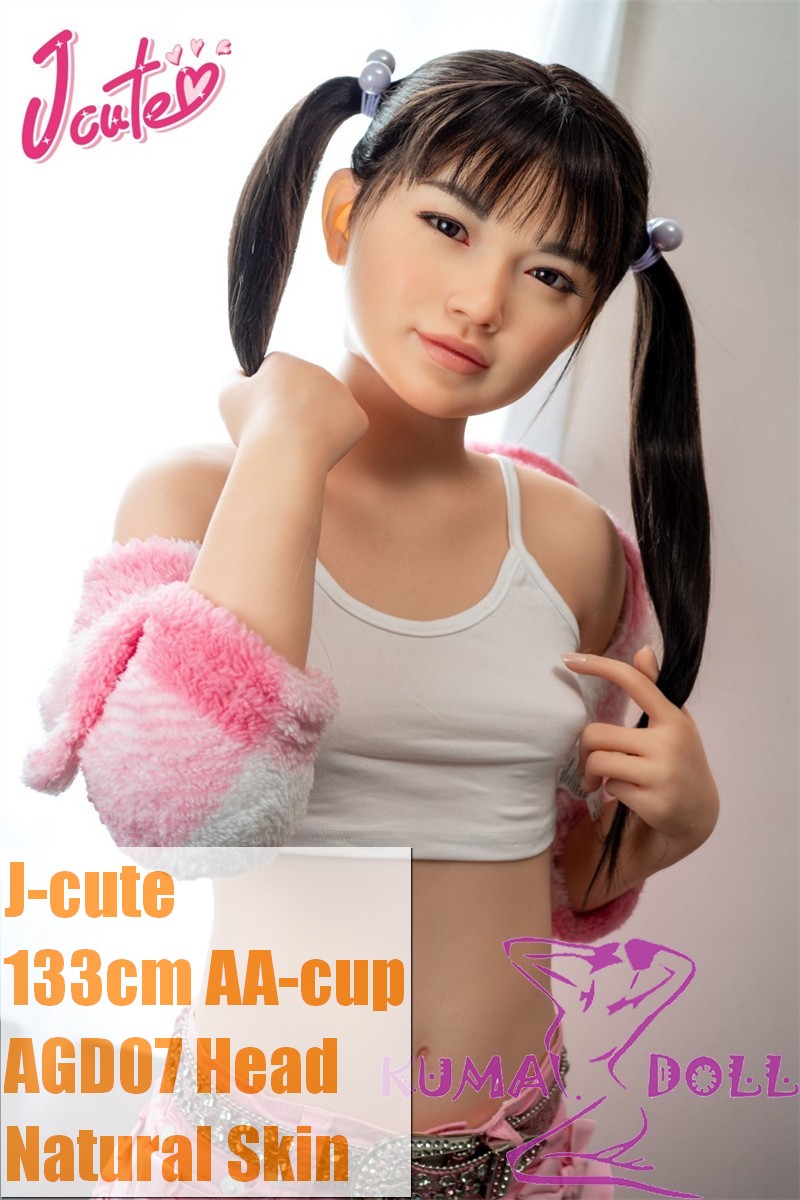 J-cute Doll 133cm AA-cup AGD07  Head Sex Doll Full Silicone Material in Pink Outfit