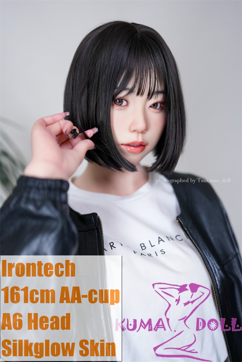 Irontech Oriental Doll 161Mcm AA-Cup Silicone Sex Doll A6 Head Black Hair Leather Outfit