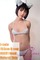 J-cute Doll 153cm B-cup AGE01 Head AIO Full Silicone Love Doll in White Bikini