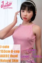 J-cute Doll 153cm B-cup AGE02 Head AIO Full Silicone Love Doll in Pink Sweater