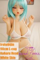 Irokebijin Full Silicone Sex Doll 98cm L-cup Koharu Head in White Bikini Mint Green Hair