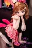 Cute anime sex doll with long hair and pink mini skirt cosplay style