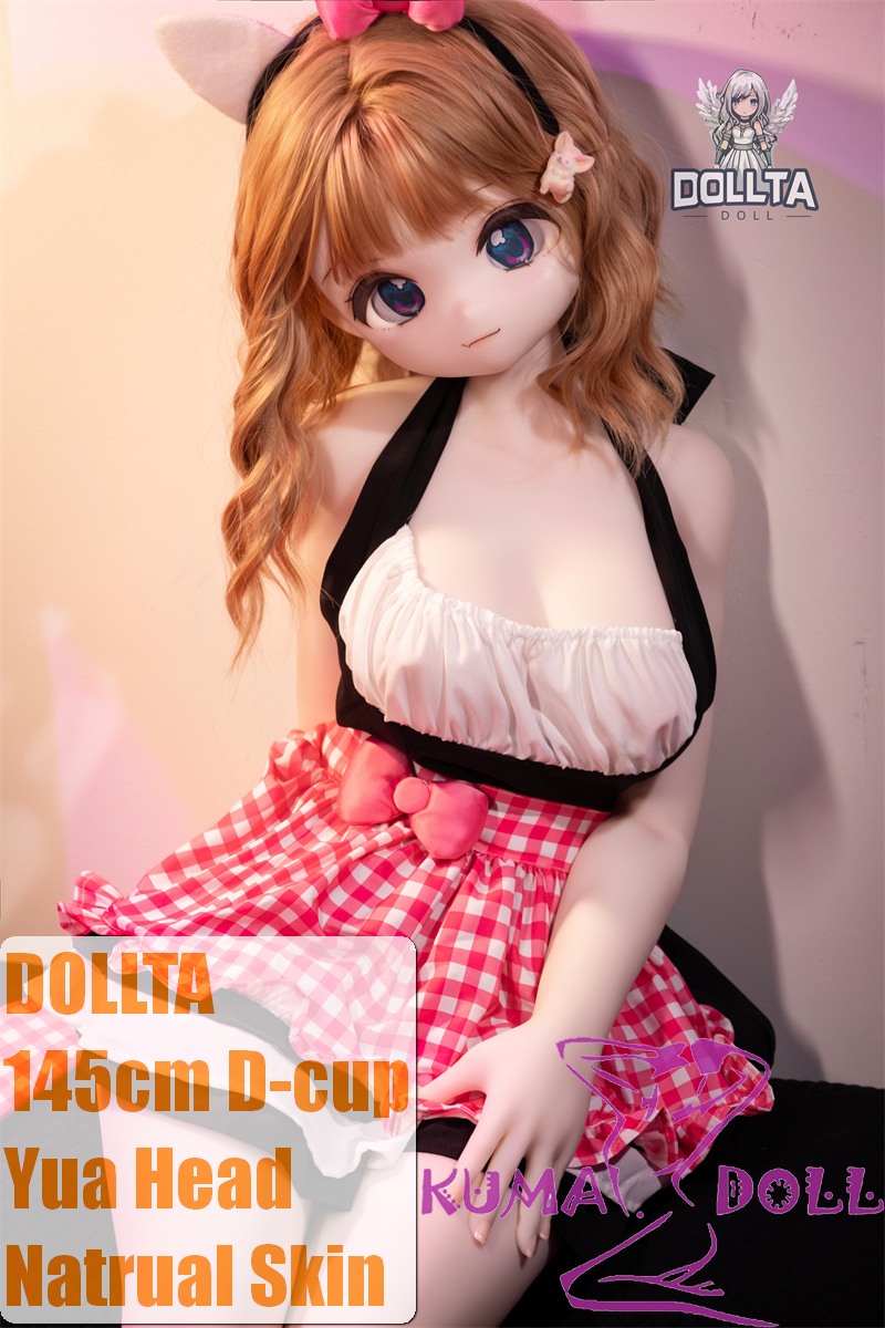 DOLLTA 145cm D-cup Yua Head Anime Sex Doll Silicone Head+ TPE Body in Pink Mini Skirt Style