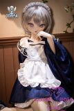 Rin Head silicone head TPE body anime doll wearing black and white maid dress