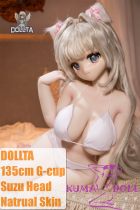 DOLLTA 135cm G-cup Suzu Head Anime Sex Doll Silicone Head+ TPE Body Pink Outfit Cat Ear Style